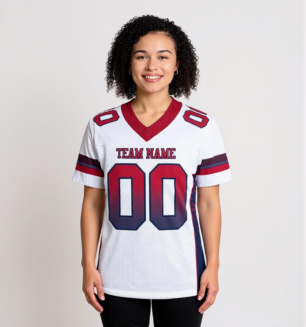 Custom White & Red/Blue Football Jersey