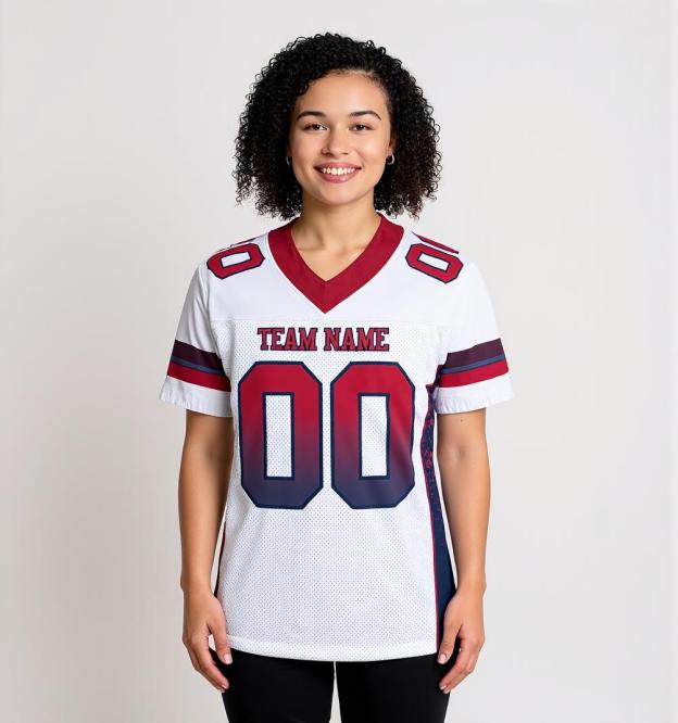Custom White & Red/Blue Football Jersey
