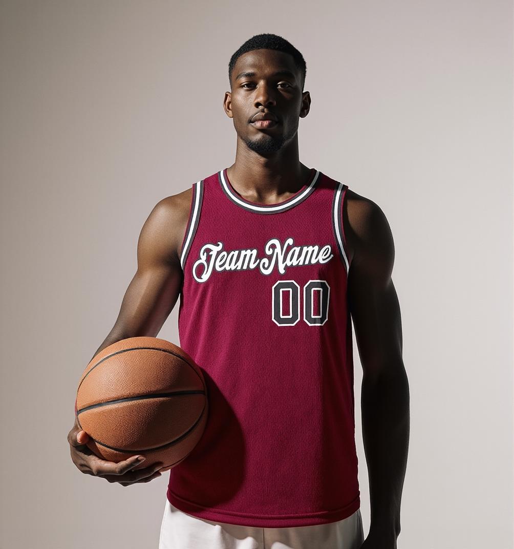 Custom Burgundy & White/Navy Basketball City Edition Jersey