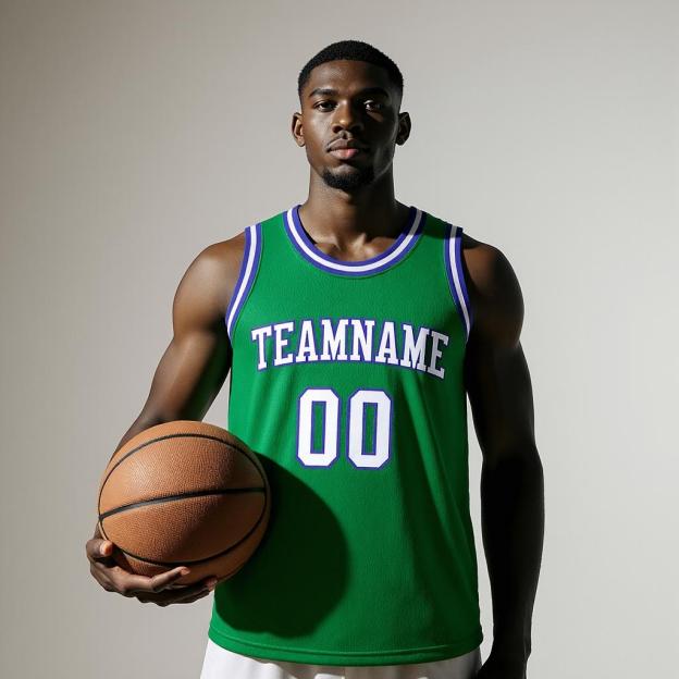 Custom Kelly Green & White/Blue Basketball City Edition Jersey