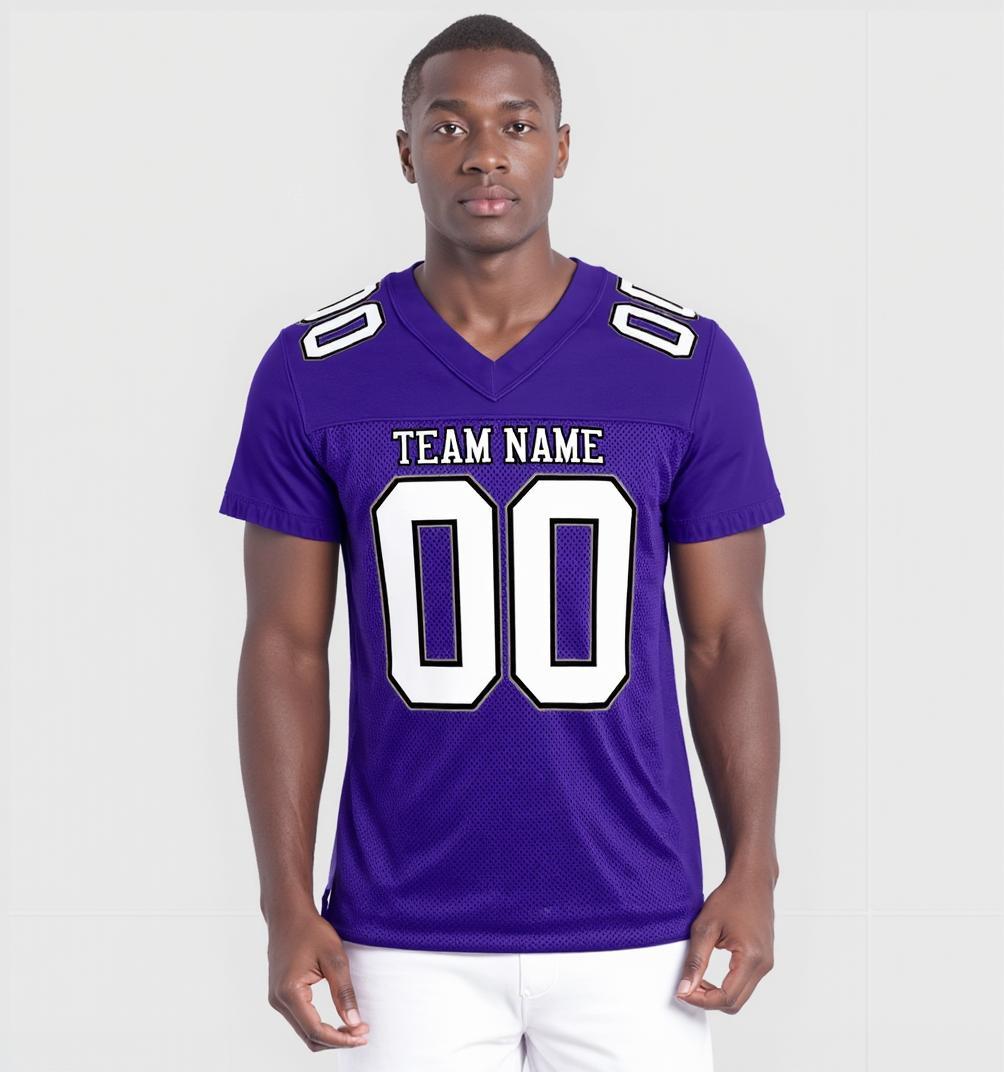 Custom Purple & White/Black Football Jersey