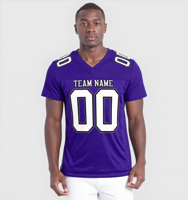 Custom Purple & White/Black Football Jersey