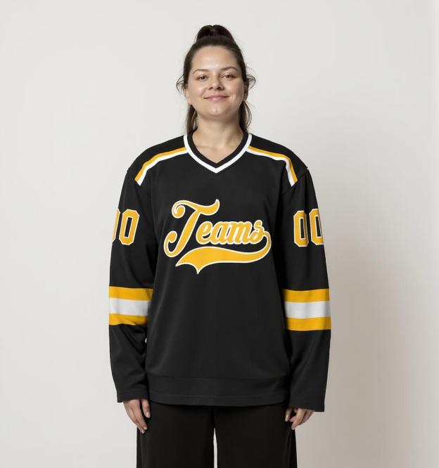Custom Black & Yellow/White Hockey Jersey