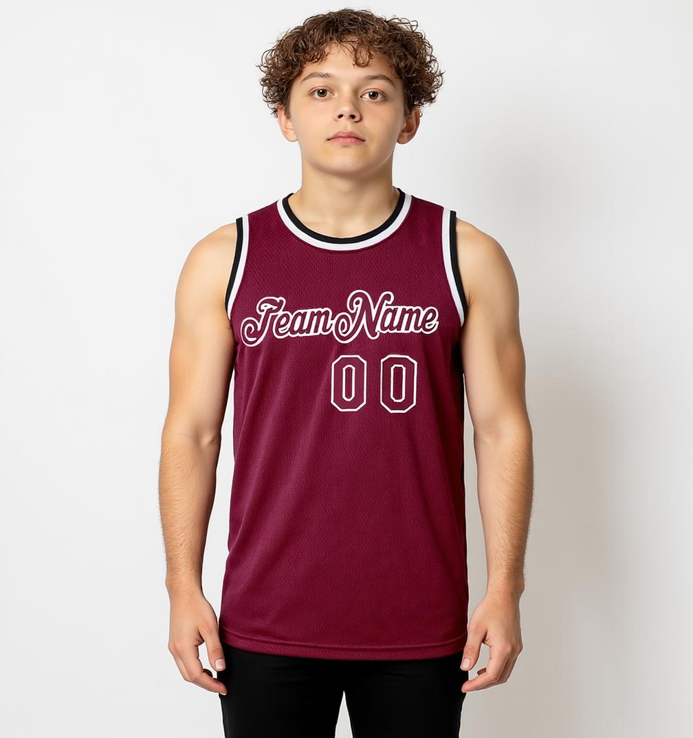 Custom Burgundy & White Basketball City Edition Jersey