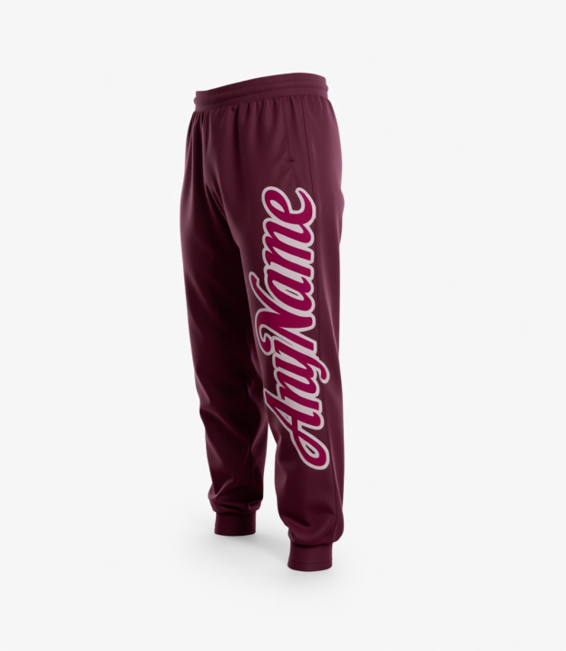 Custom Burgundy & Grey Fleece Jogger Sweatpants