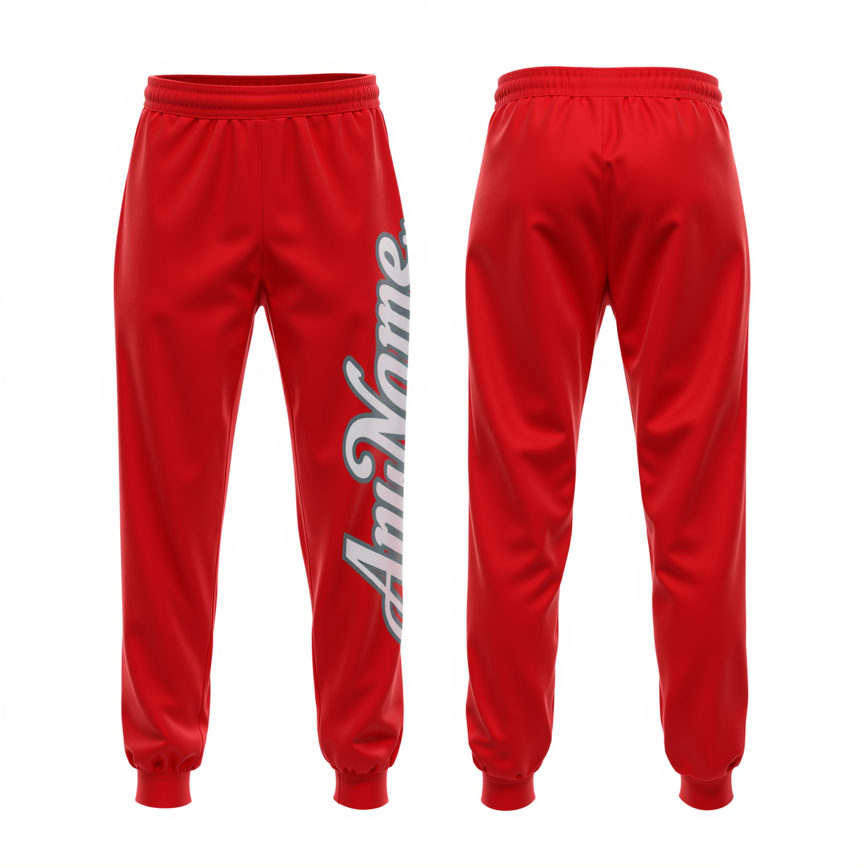 Custom Red & White/Grey Fleece Jogger Sweatpants