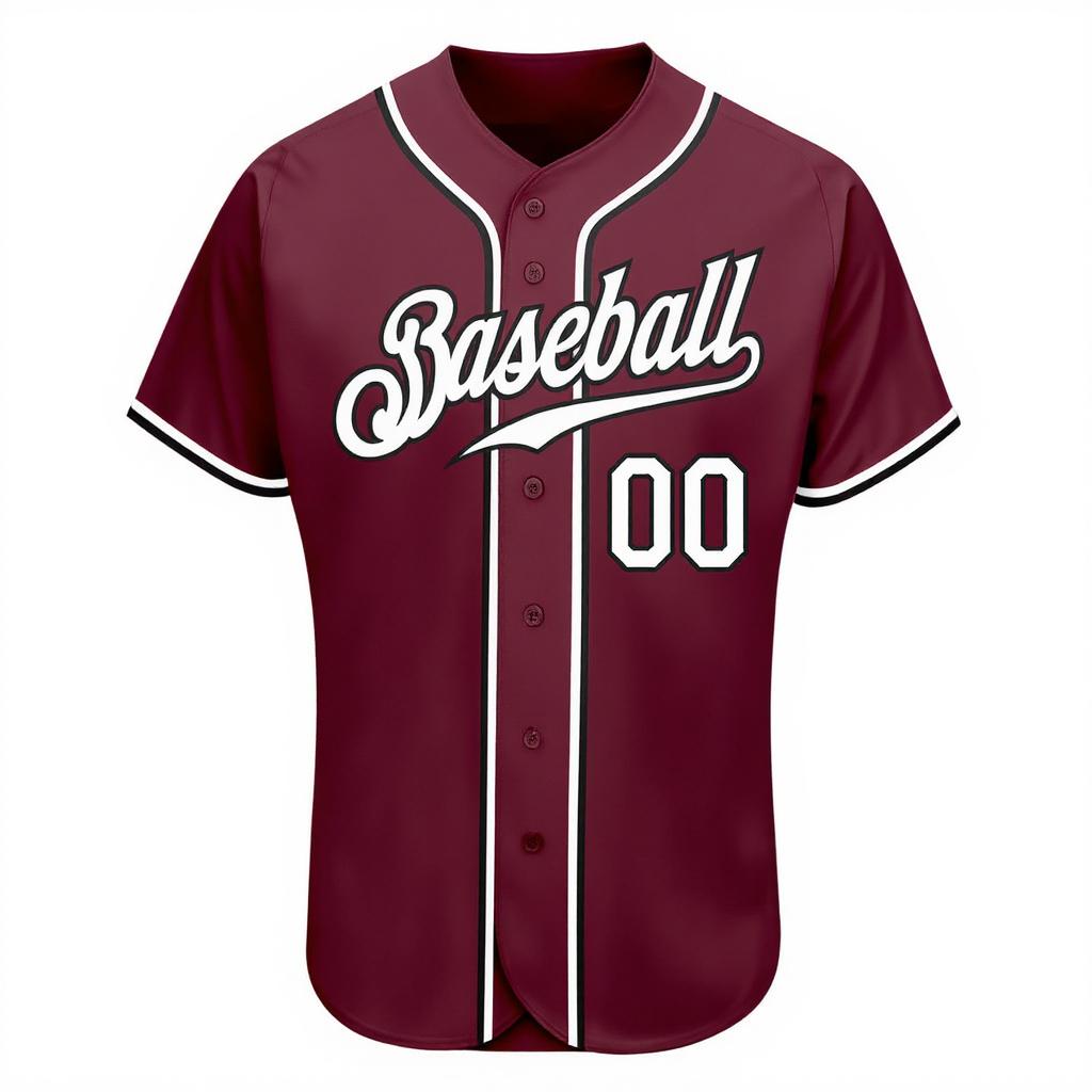 Custom Burgundy & White/Black Baseball Jersey
