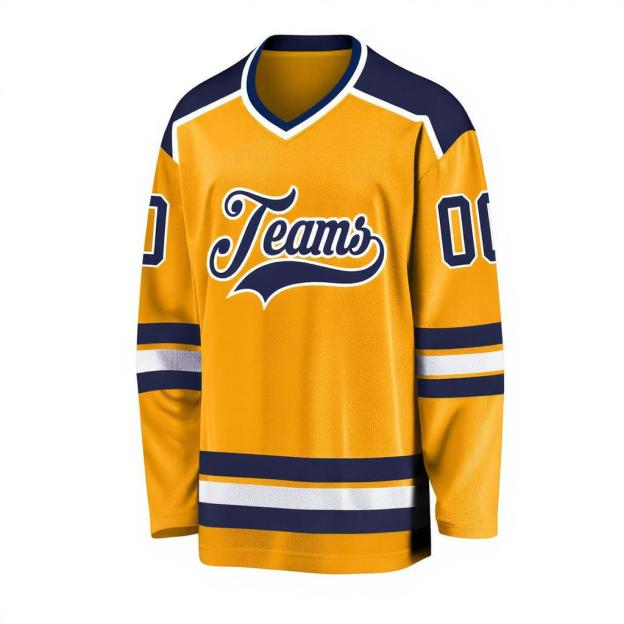 Custom Yellow & Navy/White Hockey Jersey