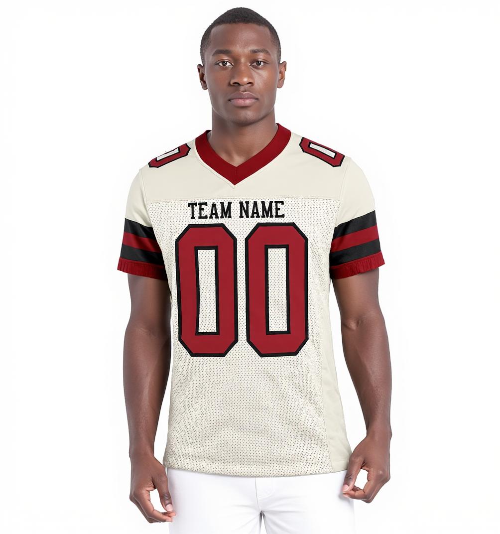 Custom White & Red/White Throwback Football Jersey