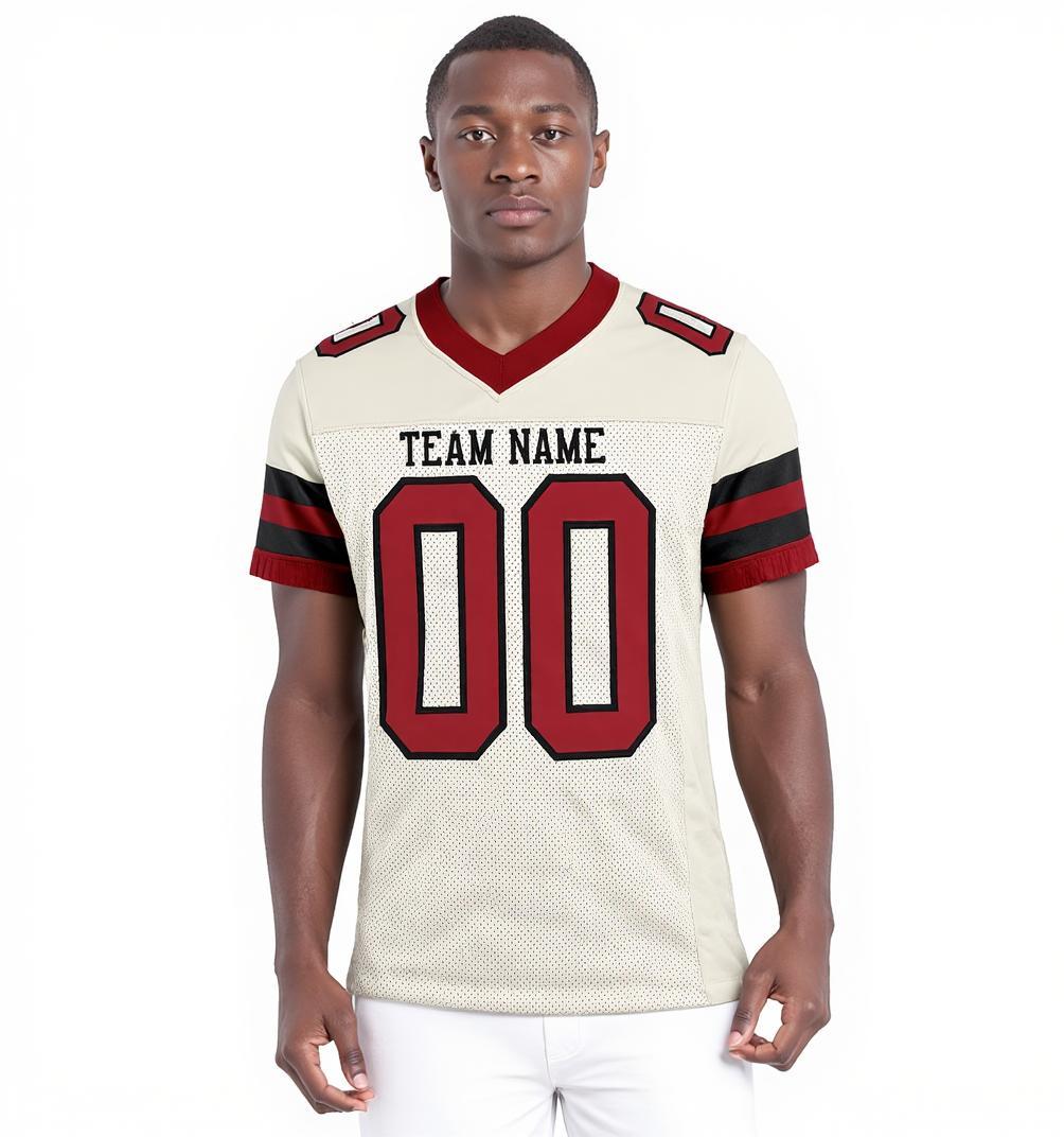 Custom White & Red/White Throwback Football Jersey