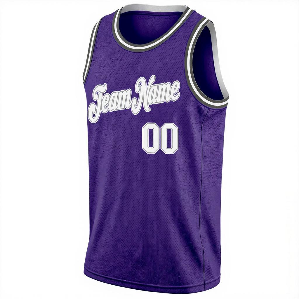 Custom Purple & White/Black Basketball City Edition Jersey