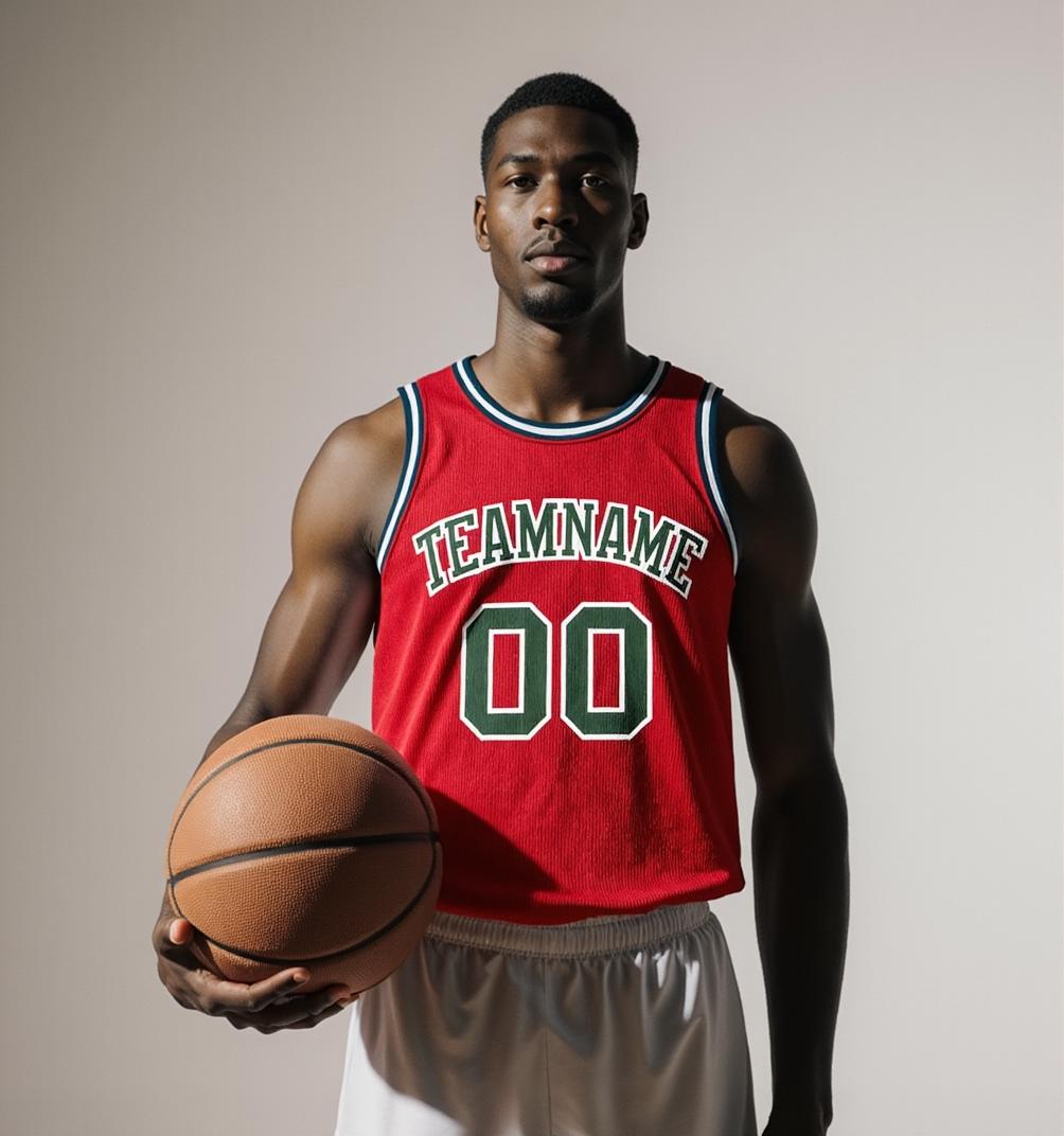 Custom Red & Green/White Basketball Throwback Jersey