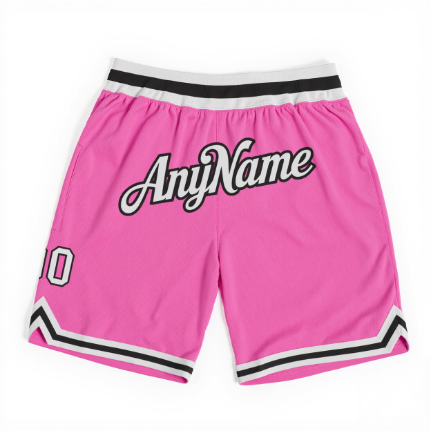 Custom Pink & White/Black Throwback Shorts