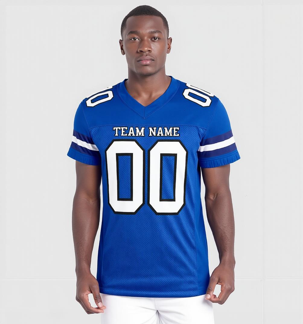 Custom Royal & White/Black Football Jersey