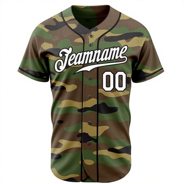 Custom Camo White & Black Salute To Service Baseball Jersey