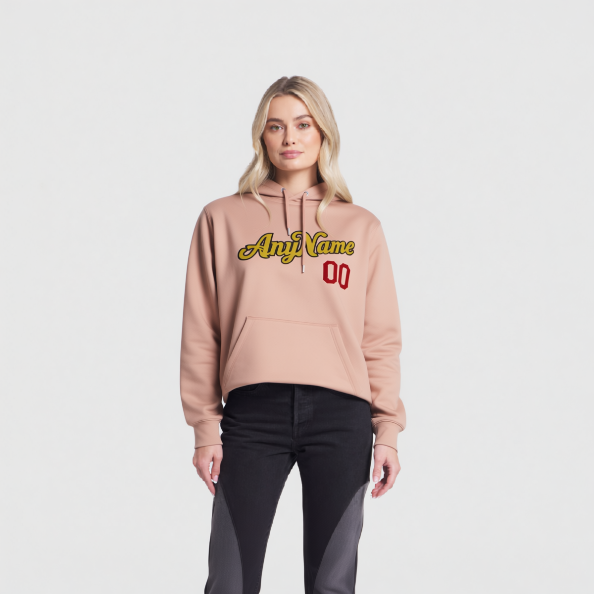 Custom Pink & Gold/Black Pullover Sports Sweatshirt Hoodie