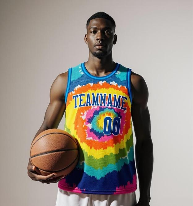 Custom Tie Dyes Royal & White Basketball City Edition Jersey