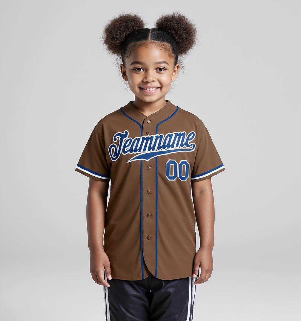 Custom Brown & Royal/White Baseball Jersey