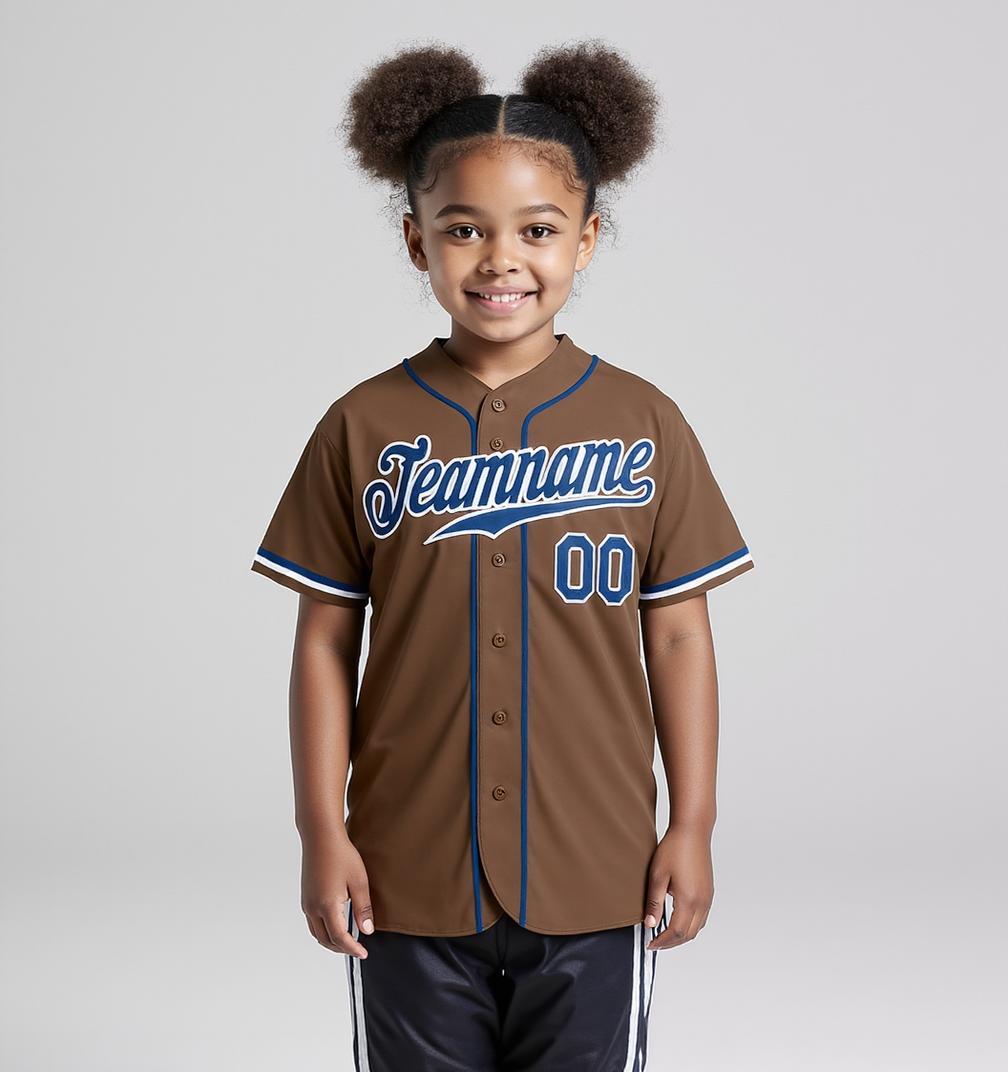 Custom Brown & Royal/White Baseball Jersey