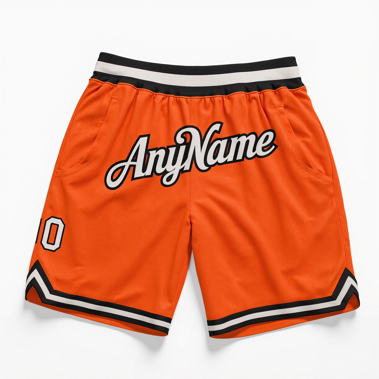 Custom Orange & White/Black Throwback Shorts