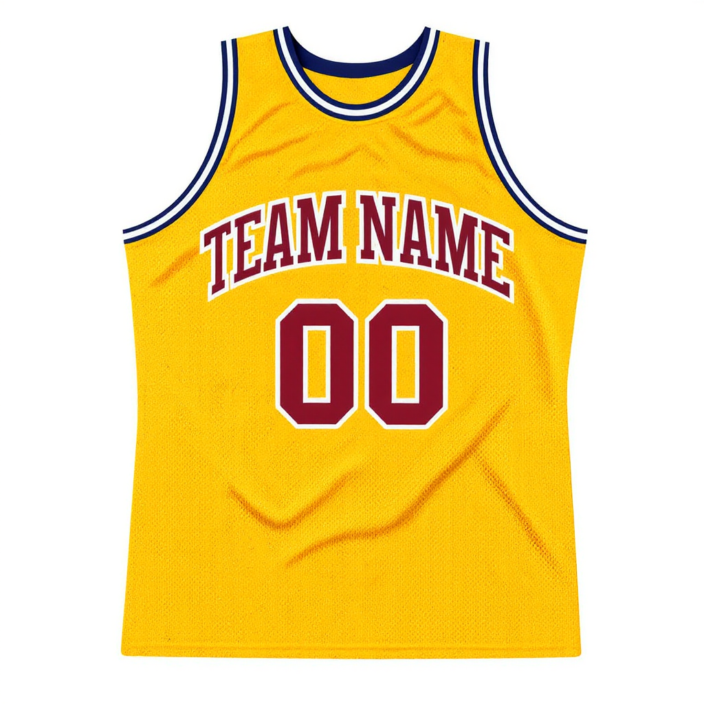 Custom Yellow & Burgundy/White Basketball Throwback Jersey