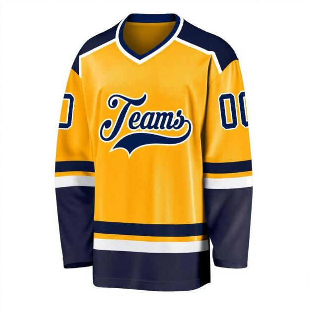 Custom Yellow & Royal/White Hockey Jersey