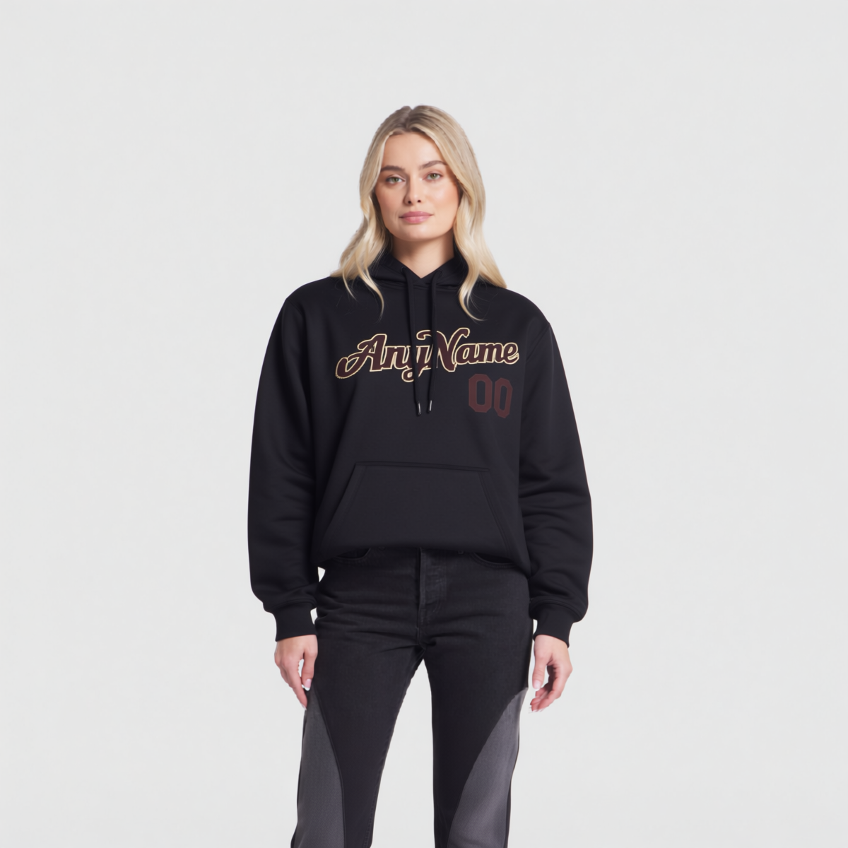 Custom Black & Brown/White Pullover Sports Sweatshirt Hoodie