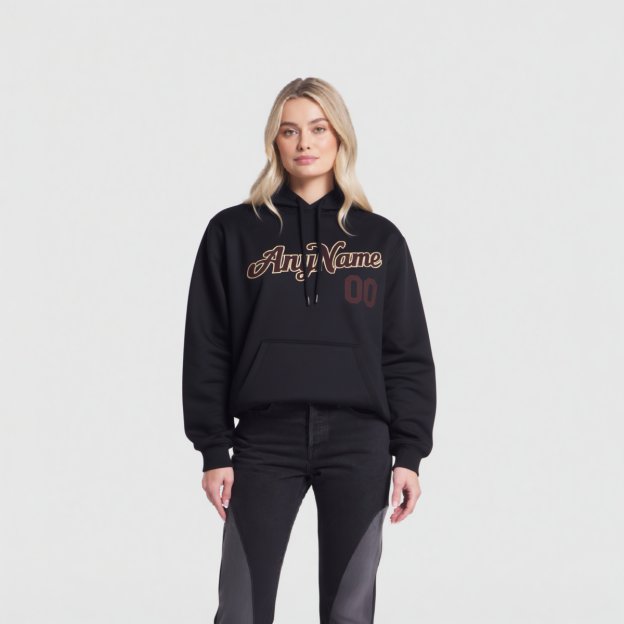 Custom Black & Brown/White Pullover Sports Sweatshirt Hoodie