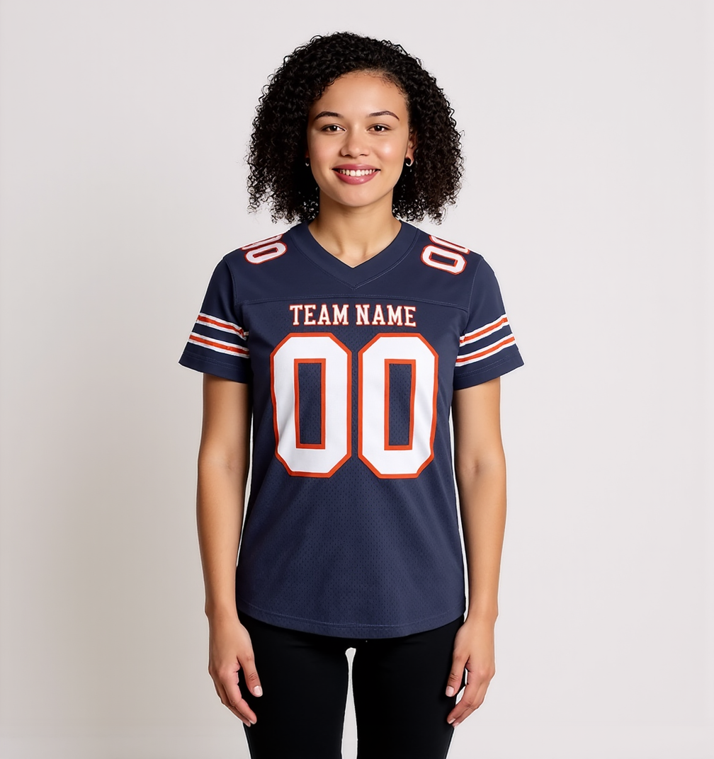 Custom Black & White/Orange Football Jersey