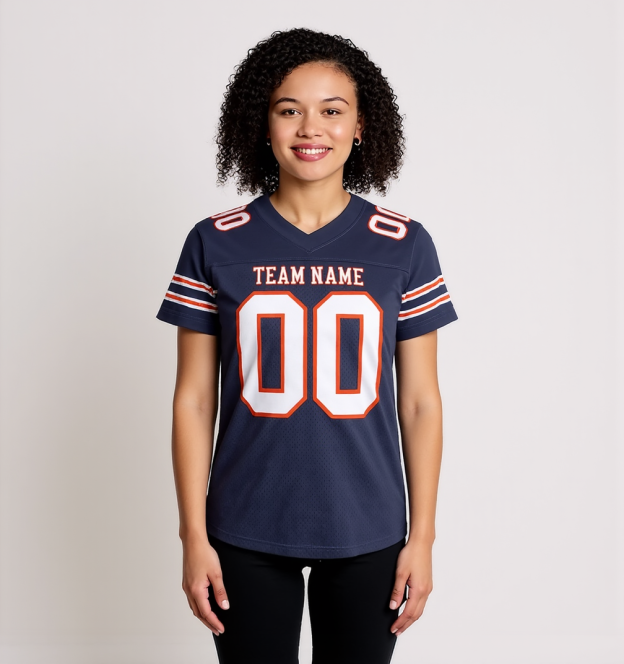 Custom Black & White/Orange Football Jersey