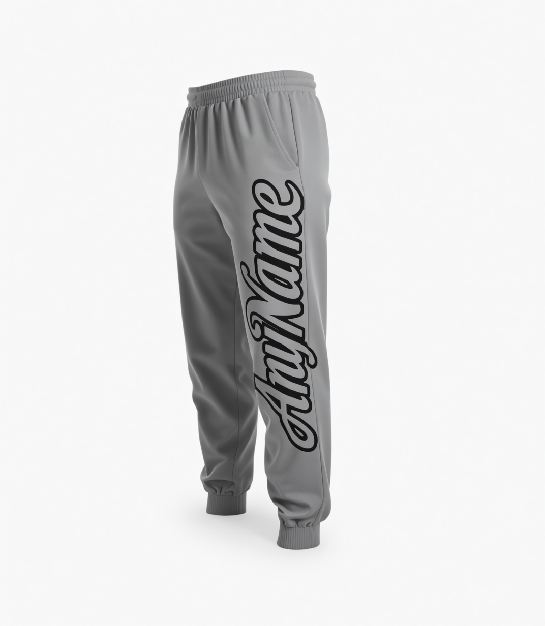 Custom Grey & Black Fleece Jogger Sweatpants