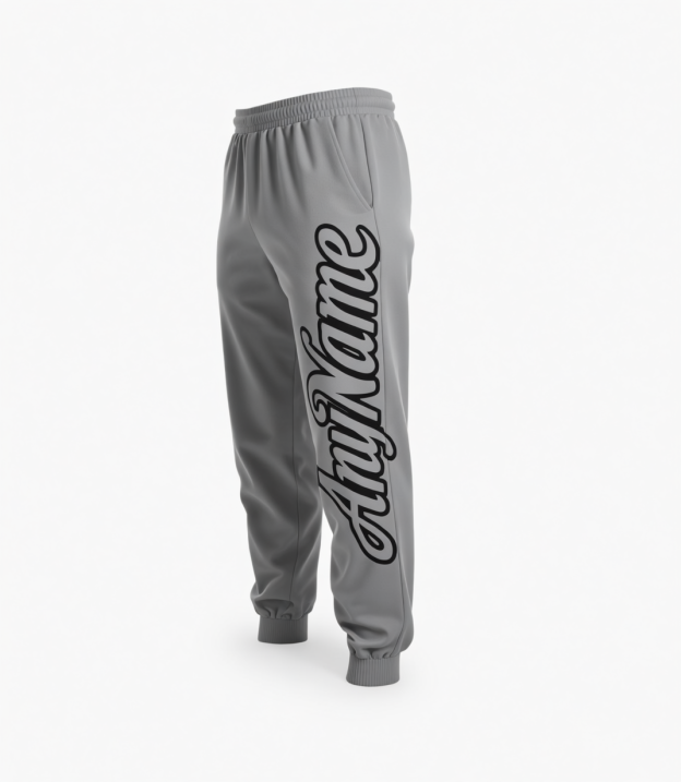 Custom Grey & Black Fleece Jogger Sweatpants
