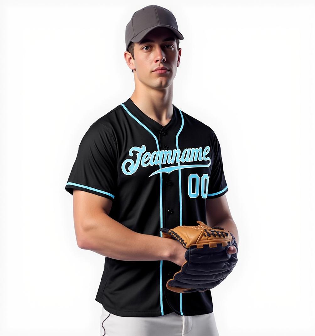 Custom Black & Mint Green/White Baseball Jersey