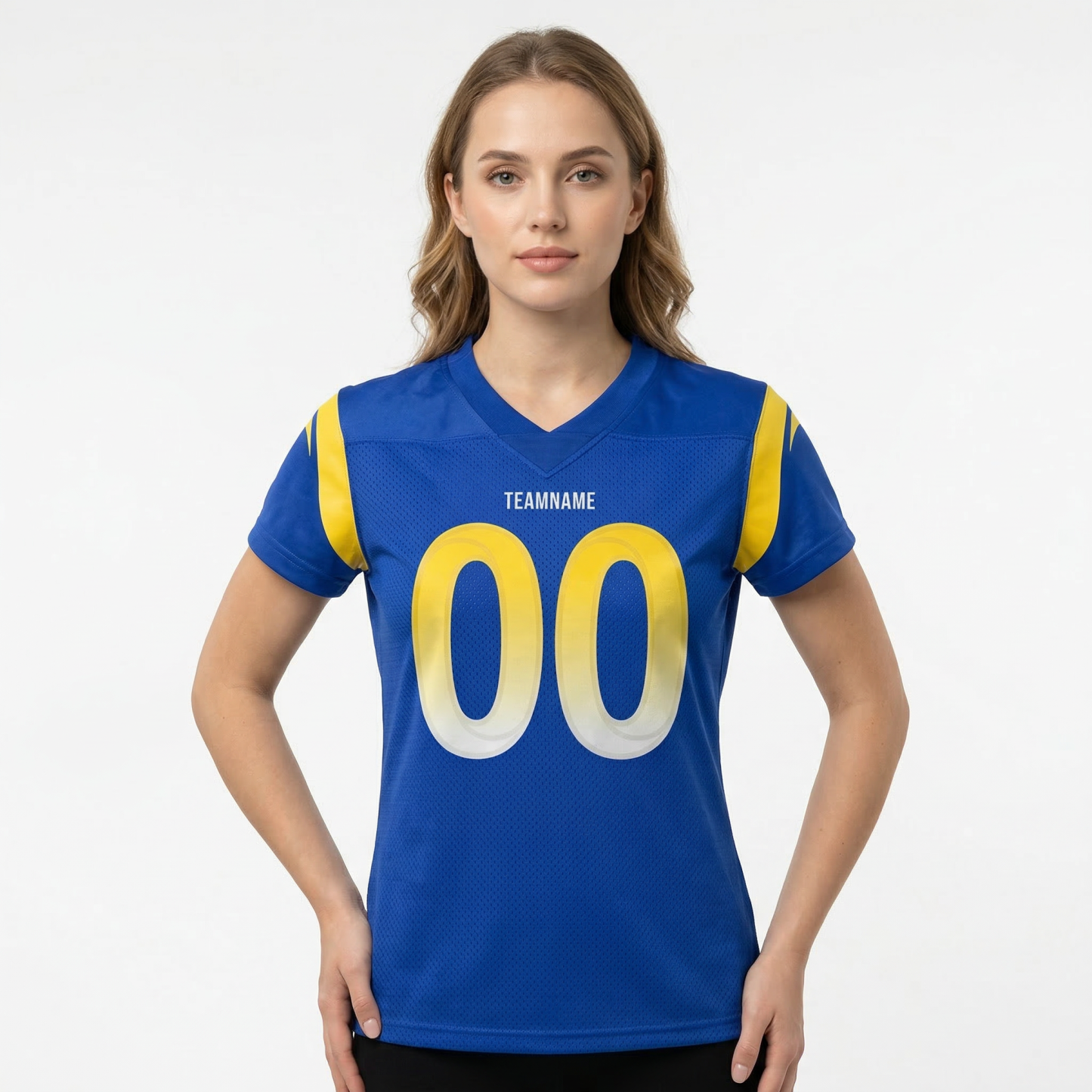 Custom Royal & White/Gold Football Jersey