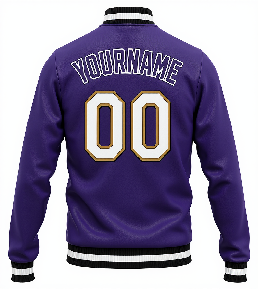 Custom Purple & White/Black Full-Snap Fleece Jacket