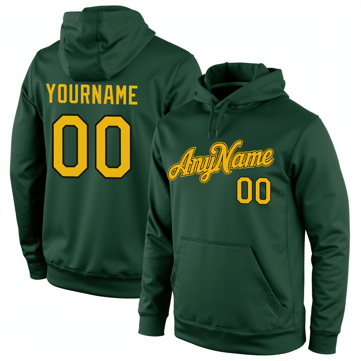 Custom Midnight Green & Yellow/Black Pullover Sports Sweatshirt Hoodie