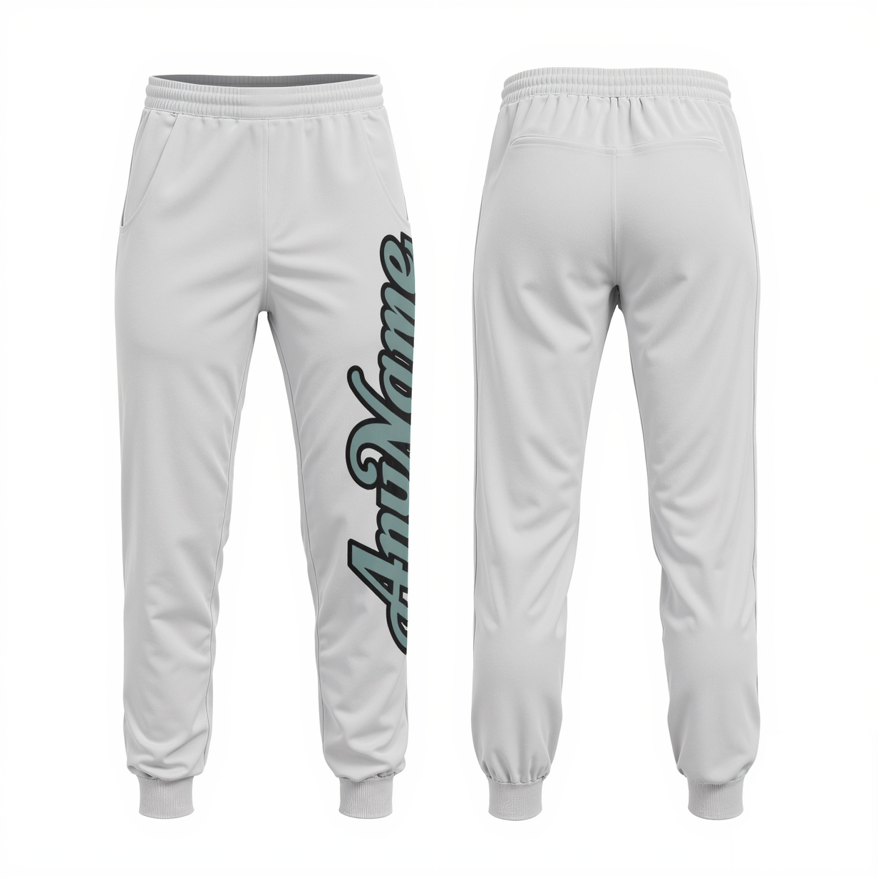 Custom White & Blue/Black Fleece Jogger Sweatpants