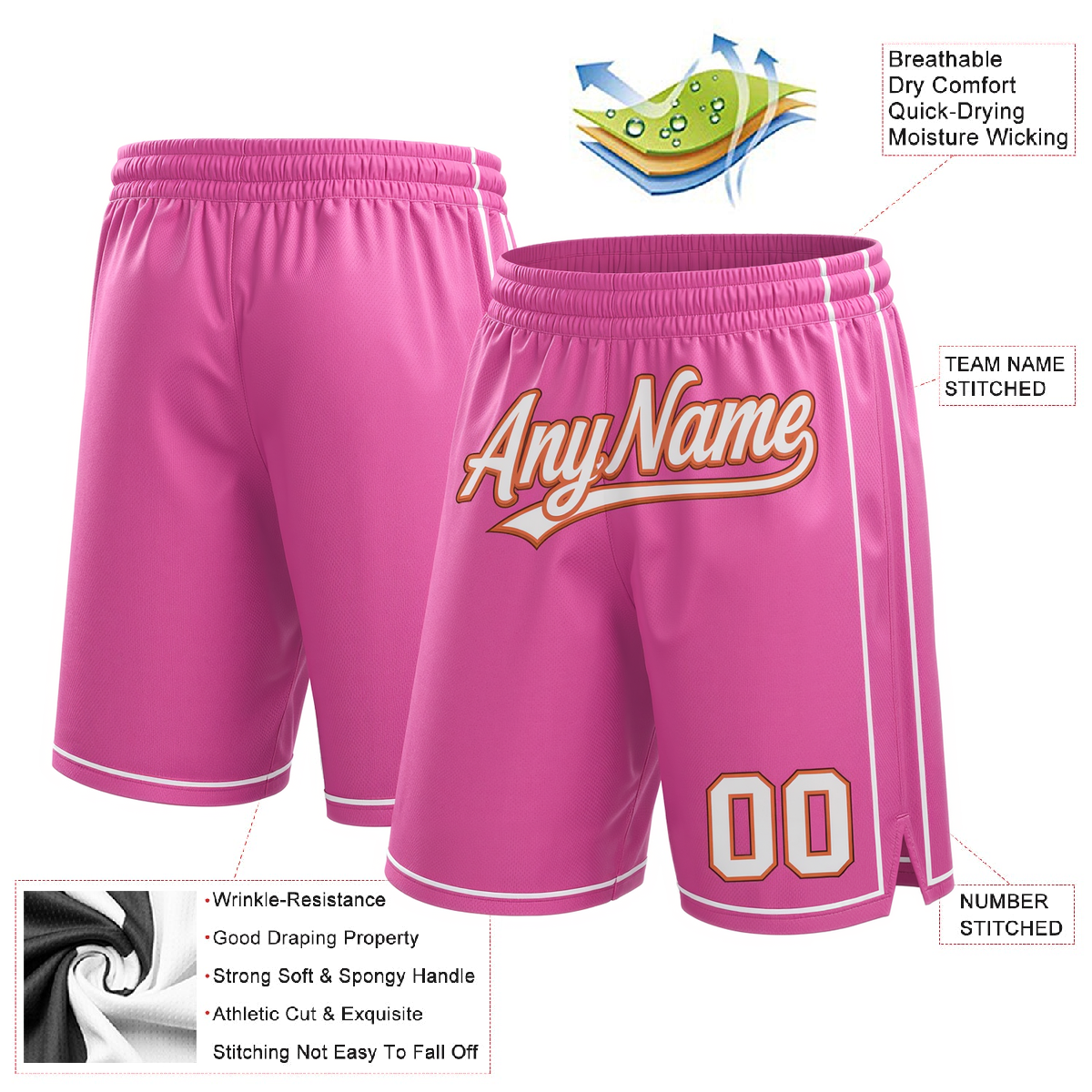Custom Pink & White/Orange Shorts