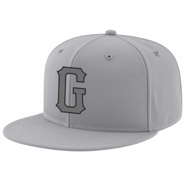 Custom Grey & Dark Grey/Black Stitched Adjustable Snapback Hat