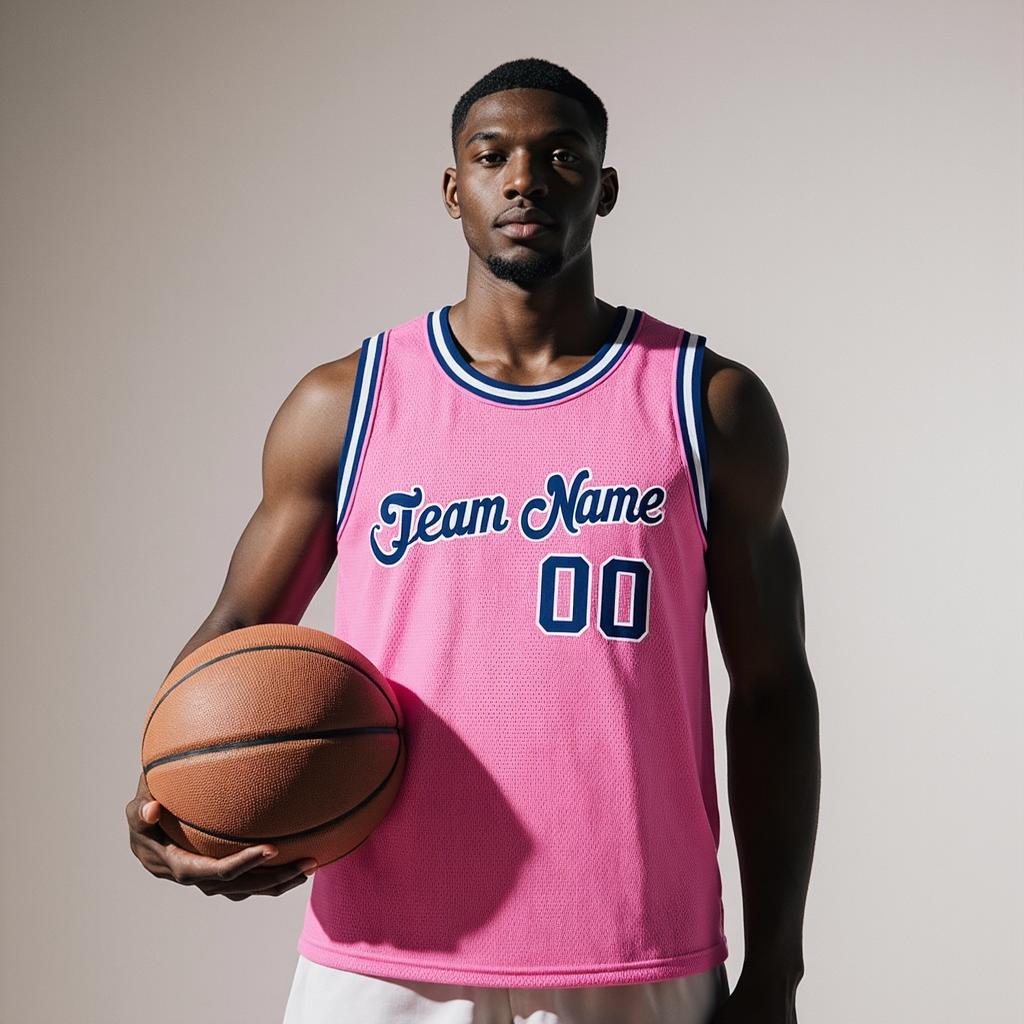 Custom Pink & Navy/White Basketball City Edition Jersey