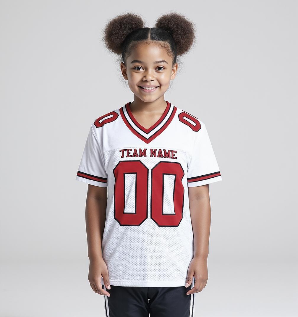 Custom White & Red/Black Football Jersey