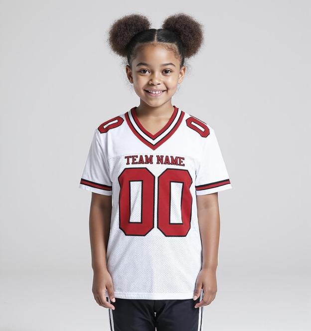 Custom White & Red/Black Football Jersey