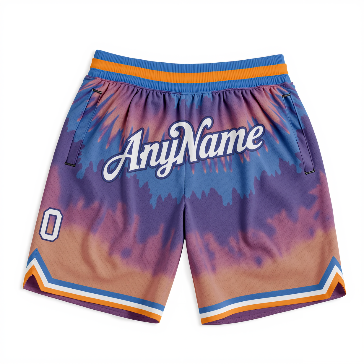 Custom Tie Dye Yellow & White/Blue Throwback Shorts