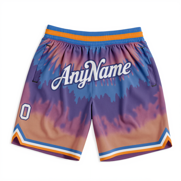 Custom Tie Dye Yellow & White/Blue Throwback Shorts