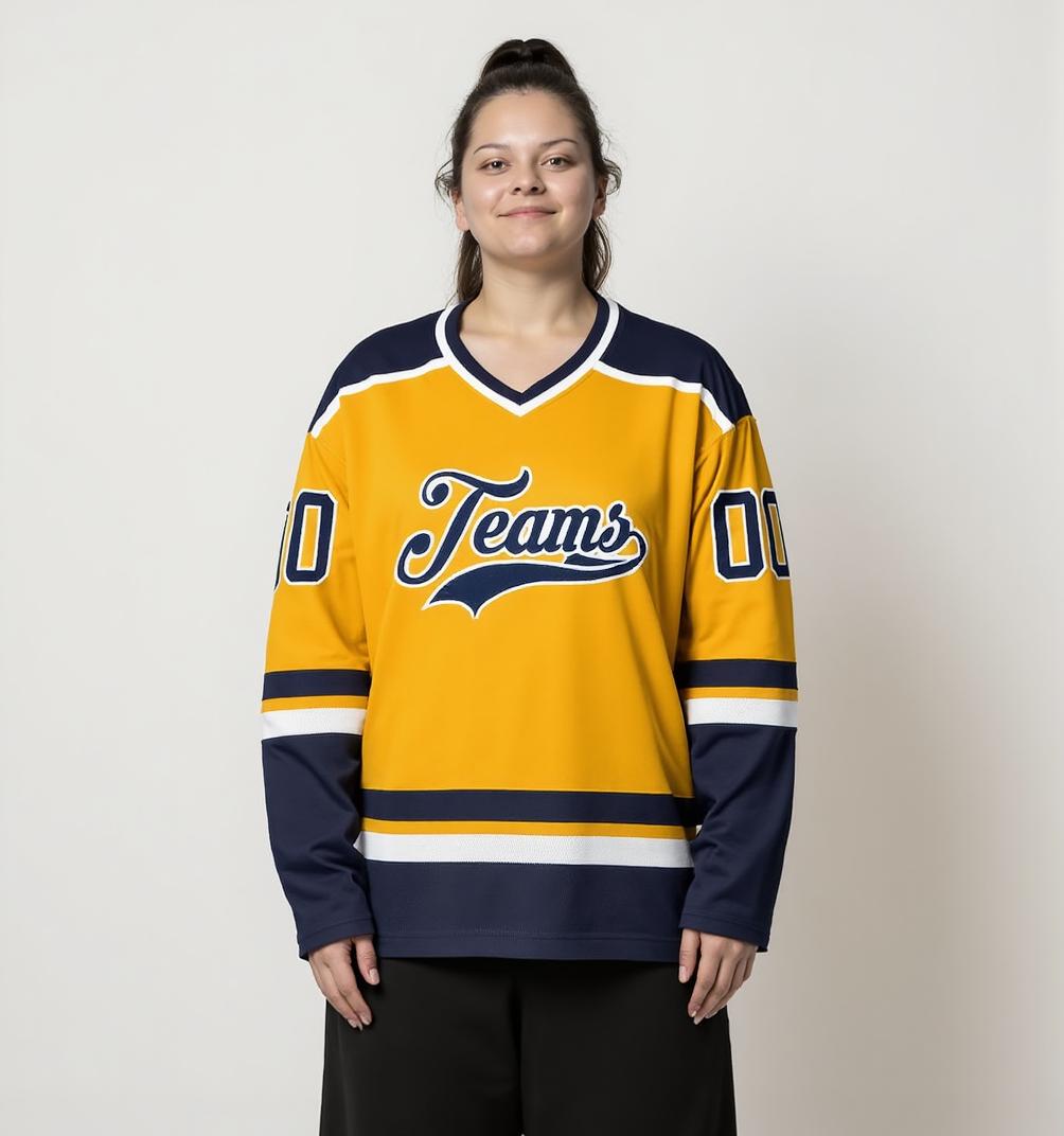 Custom Yellow & Royal/White Hockey Jersey