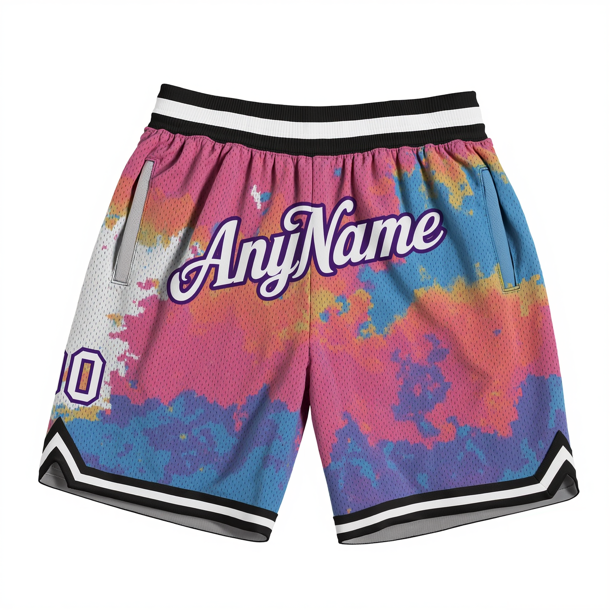 Custom Ink Splash White & Purple/Blue Throwback Shorts