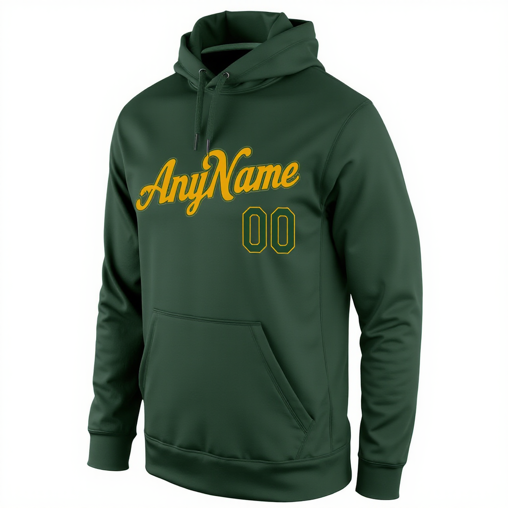 Custom Midnight Green & Yellow Pullover Sports Sweatshirt Hoodie