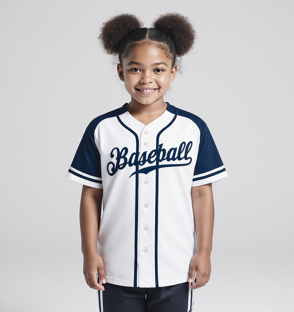 Custom White & Navy Raglan Sleeves Baseball Jersey