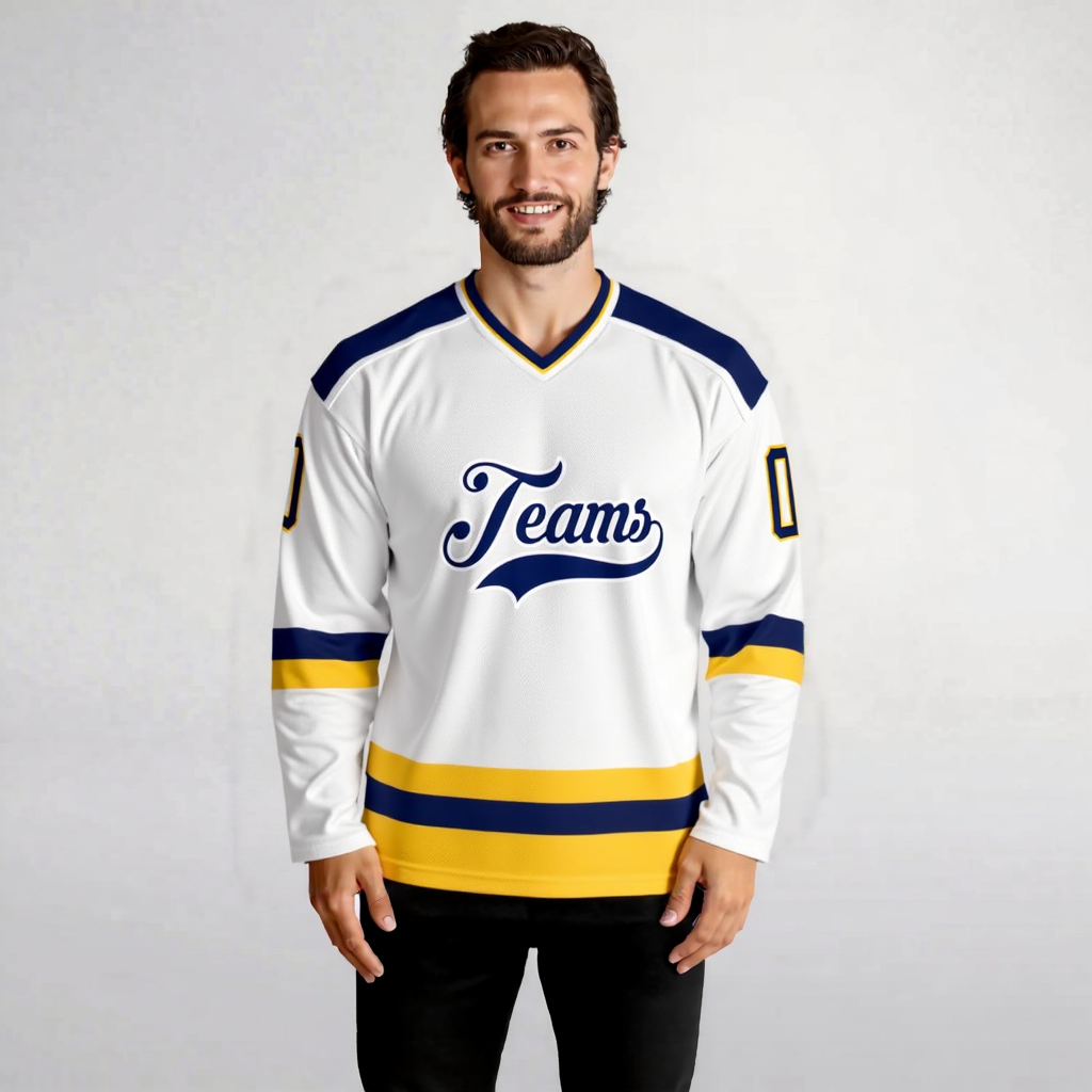 Custom White & Navy Hockey Jersey