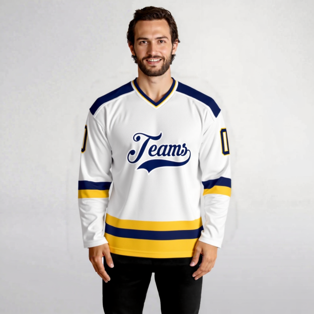 Custom White & Navy Hockey Jersey